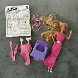 Vintage 1982 Mattel Barbie Twirly Curls Doll Pink Halter Dress (No Barrettes)